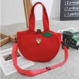 Embroidery Fruit Apple And Banana Canvas Crossbody Shoulder Bags For Toddler Kids