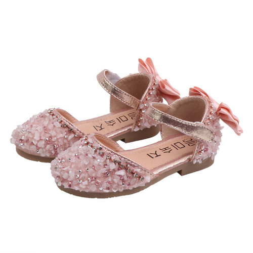 Kid Girl Bling Bright Diamond Crystal With Bowknot Velcro Sandals