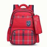 Primary School Backpack Bag Plaids Lightweight Waterproof Bookbag