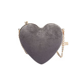 Peach Heart Gold Chain Suede Single Shoulder Bag