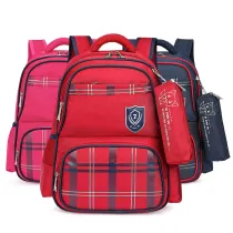 Primary School Backpack Bag Plaids Lightweight Waterproof Bookbag