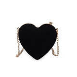 Peach Heart Gold Chain Suede Single Shoulder Bag