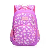 Primary School Backpack Bag Girl Hearts Flowers Lightweight Waterproof Bookbag
