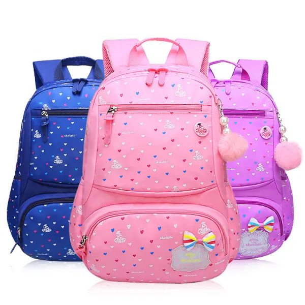 Primary School Backpack Bag Hearts Lightweight Waterproof Bookbag
