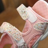 Kid Girl Sequins Open-Toed Velcro Sandals