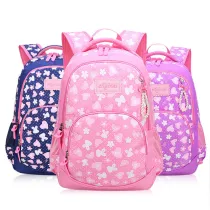 Primary School Backpack Bag Girl Hearts Flowers Lightweight Waterproof Bookbag
