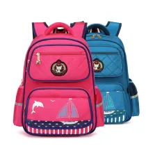 Primary School Backpack Bag Dolphin Sailboat Lightweight Waterproof Bookbag