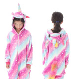 Kids 3 Color Stars Stripes Unicorn Onesie Kigurumi Pajamas Kids Animal Costumes for Unisex Children
