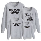 Matching Family Prints Slogan Little Man Mustache Famliy Sweatshirts Top