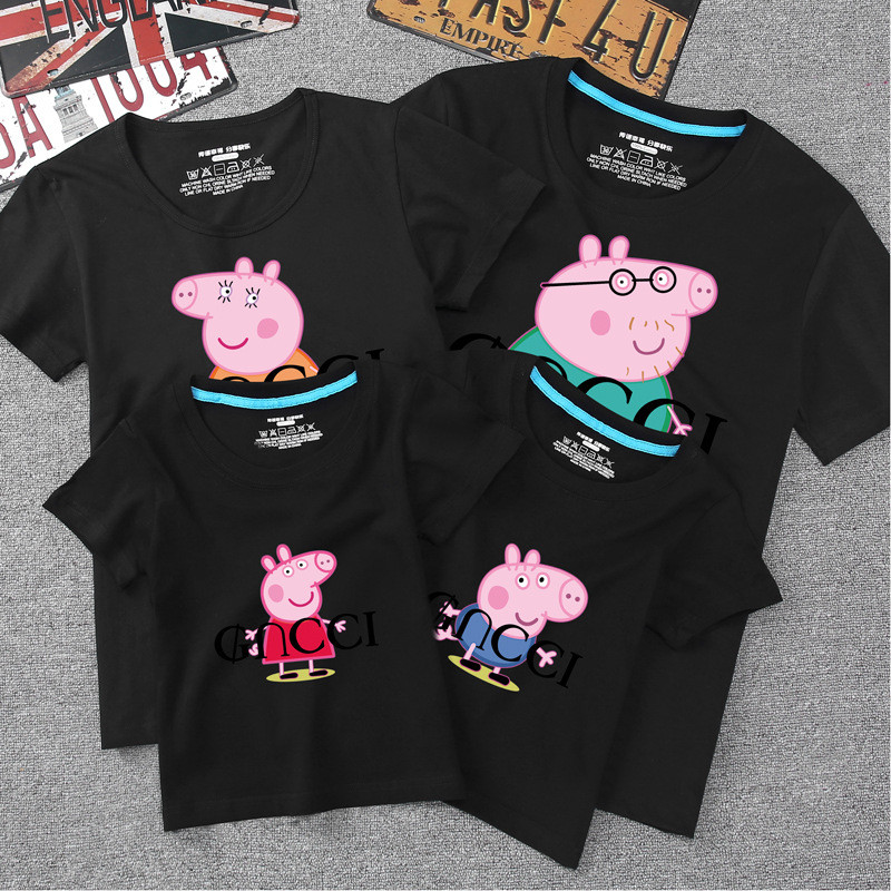 Matching Family Prints Slogan Peppa Pig T-shirts