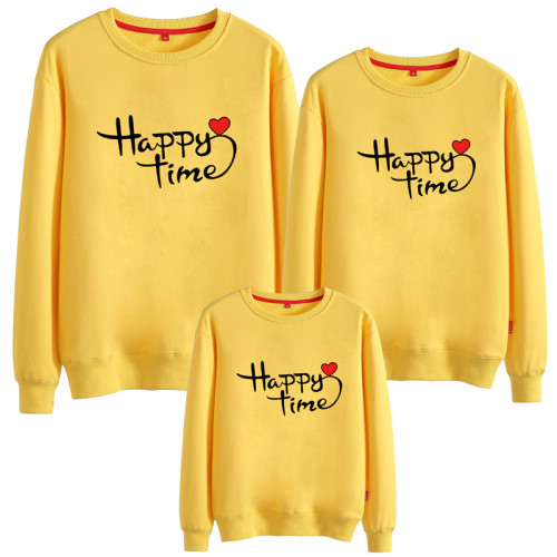 Matching Family Prints Slogan Happy Time Famliy Sweatshirts Top