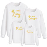 Matching Family Prints Slogan Crown King Queen Prince Princess Famliy Sweatshirts Top
