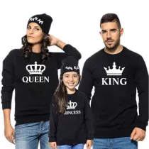 Matching Family Prints Slogan Crown King Queen Prince Princess Famliy Sweatshirts Top