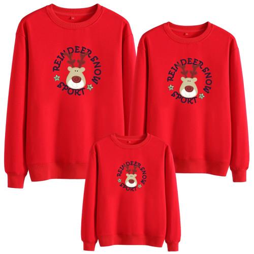Matching Family Prints Slogan Christmas Deer Famliy Sweatshirts Top