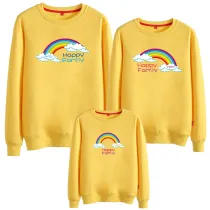 Matching Family Prints Slogan Rainbow Happy Sweatshirts Top