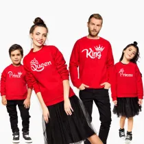 Matching Family Prints Slogan Crown King Queen Prince Princess Famliy Sweatshirts Top