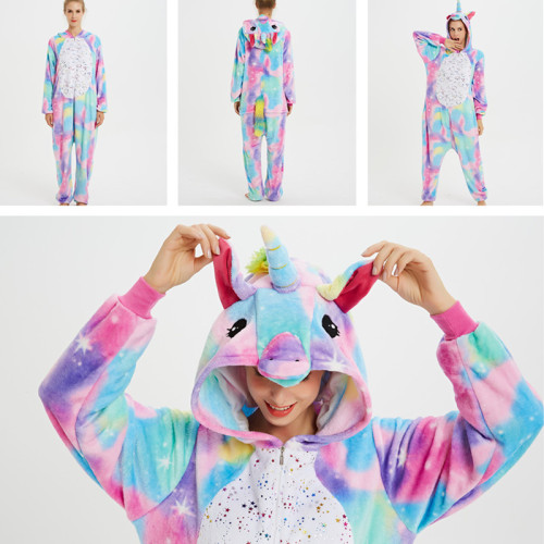 Rainbow Stars Unicon Onesie Kigurumi Pajamas Cosplay Costume for Unisex Adult
