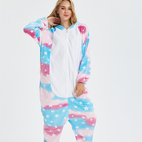 Pink Blue Unicon Onesie Kigurumi Pajamas Cosplay Costume for Unisex Adult
