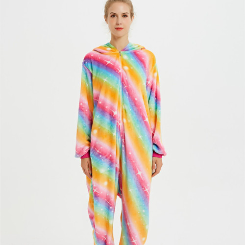 Rainbow Unicon Onesie Kigurumi Pajamas Cosplay Costume for Unisex Adult