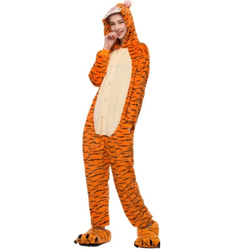 Orange Tigger Onesie Kigurumi Pajamas Cosplay Costume for Unisex Adult