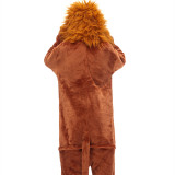 Kids 3D Brown Lion King Onesie Kigurumi Pajamas Animal Cosplay Costumes for Unisex Children
