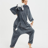 3D Grey Plush Husky Dog Onesie Kigurumi Pajamas Cosplay Costume for Unisex Adult