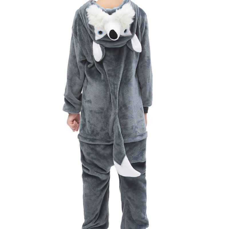 ANBOTA Kids Dog Costume Onesie for Halloween Boys Girls Husky Puppy Cosplay Fleece One Piece Pajama Zipper Closure
