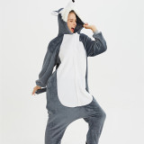 3D Grey Plush Husky Dog Onesie Kigurumi Pajamas Cosplay Costume for Unisex Adult