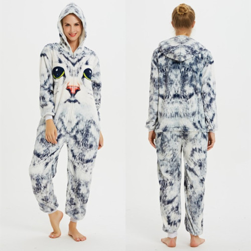 White 3D Cat Onesie Kigurumi Pajamas Cosplay Costume for Unisex Adult