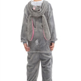 Kids Grey MashiMaro Rabbit Onesie Kigurumi Pajamas Animal Cosplay Costumes for Unisex Children