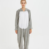 Grey MashiMaro Rabbit Onesie Kigurumi Pajamas Cosplay Costume for Unisex Adult