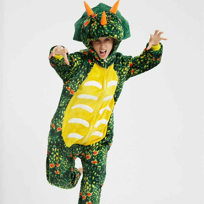 Triceratops Dinosaur Onesie Kigurumi Pajamas Cosplay Costume for Unisex ...