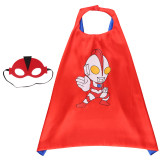 Ultraman Halloween Costumes Cosplay Cloak Double Sided Satin Capes with Felt Masks for Kids