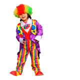 Clown Performance Costume Rainbow Stripes Jumpsuit With Coat Hat Bow Tie