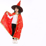 Halloween Cosplay Little Witches Enchanter Costume Gold Stars Cloak Cape With Hat