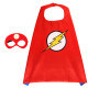 The Flash Cartoon Halloween Costumes Cosplay Cloak Double Sided Satin Capes with Felt Masks for Kids