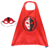 Ultraman Halloween Costumes Cosplay Cloak Double Sided Satin Capes with Felt Masks for Kids