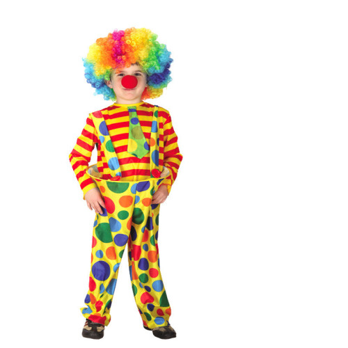 Clown Performance Costume Two-piece Yellow Stripes Top and Overalls Pant