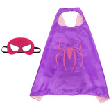 Spider Halloween Costumes Cosplay Cloak Double Sided Satin Capes with Felt Masks for Kids