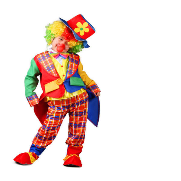 Clown Performance Multicolor Costume Suit Set With Hat
