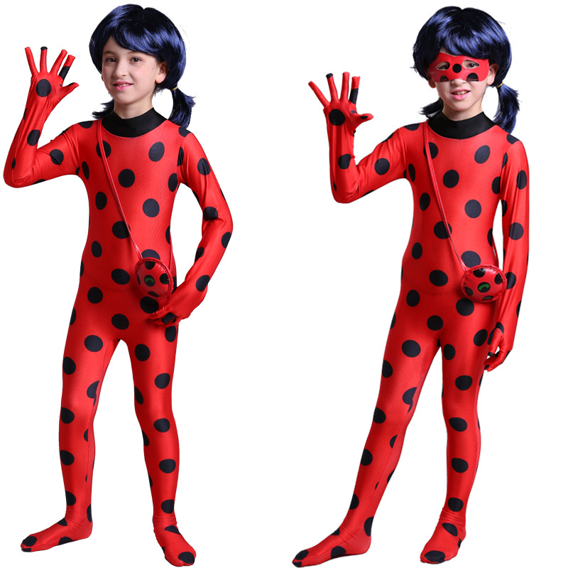 Tights Ladybug Jumpsuit Halloween Performance Costume With Mask and Bag