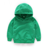 Toddlers Pure Color Cotton Hooded Sweatshirts For Kids