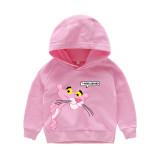 Girl Print Pink Panther Cotton Hooded Sweatshirts