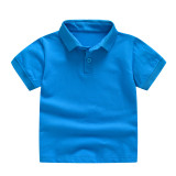 Toddlers Pure Color Cotton Short Sleeves Polo T-shirt For Kids