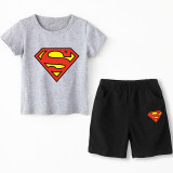 Boy Print Super Hero Cotton T-shirt and Shorts Two-piece