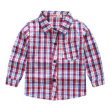 Boys Pure Cotton Plaid Shirt Long Sleeves England Style