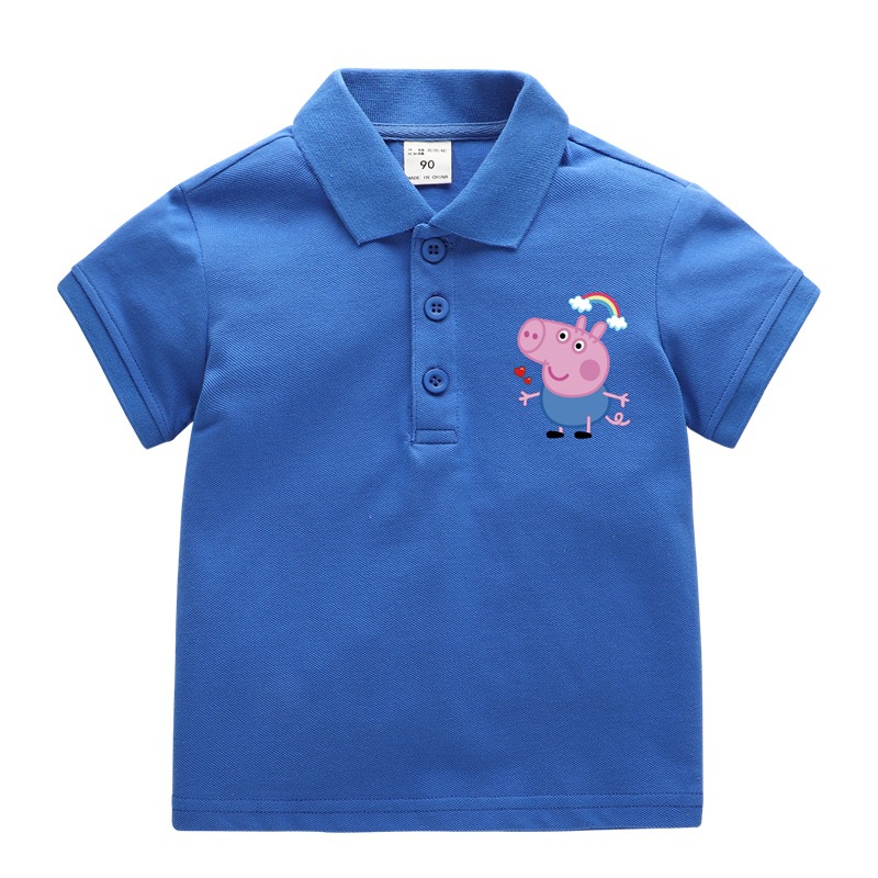 Boys Print Pig Cotton Polo T-shirt