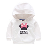 Girl Print Bowknot Minnie Cotton Hooded Sweatshirts With Pocket