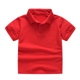 Toddlers Pure Color Cotton Short Sleeves Polo T-shirt For Kids