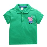 Boys Print Pig Cotton Polo T-shirt